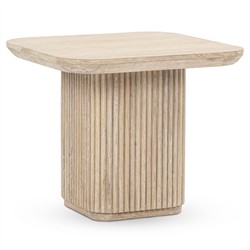 Velle Coastal Beach Cream Washed Oak Square End Table|