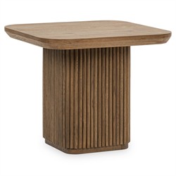 Velle Coastal Beach Brown Oak Square End Table|