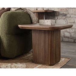 Velle Coastal Beach Brown Oak Square End Table|