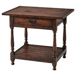 Agustin Updated Traditional Brown Reclaimed Oak Rectangular Side Table|