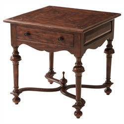Lyon Updated Traditional Brown Wood Square Side Table|