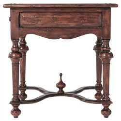 Lyon Updated Traditional Brown Wood Square Side Table|