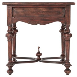 Lyon Updated Traditional Brown Wood Square Side Table|