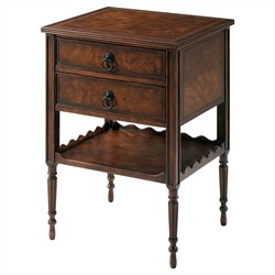 Ottilie Updated Traditional Brown Mahogany Wood Rectangular Side Table|