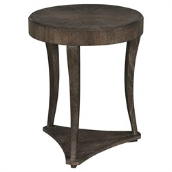 Shara Updated Traditional Brown Oak Round Side Table|
