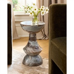 Oberon Modern Classic Brown Marble Round Drink Table|