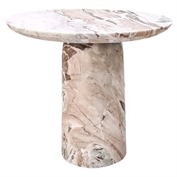 Sagan Modern Classic Beige Marble Round End Table|