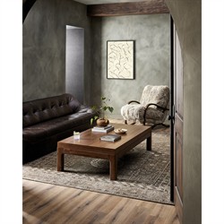 Nery Rustic Lodge Natural Walnut Rectangular Coffee Table|