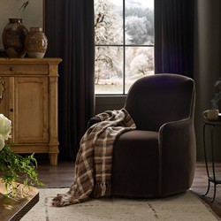 Berkley Modern Classic Brown Velvet Performance Swivel Chair|