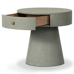 Meredith Modern Classic Sage Green Painted Linen Nightstand|