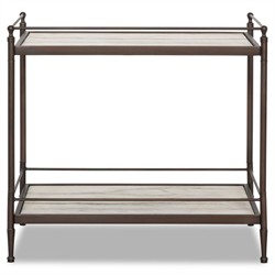 Eisen Updated Traditional Cream Marble Bronze Metal Nightstand|