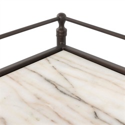 Eisen Updated Traditional Cream Marble Bronze Metal Nightstand|