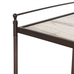 Eisen Updated Traditional Cream Marble Bronze Metal Nightstand|