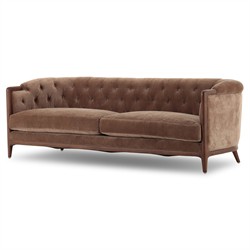 Khloe Updated Traditional Brown Velvet Tufted Sofa - 91"|
