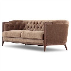Khloe Updated Traditional Brown Velvet Tufted Sofa - 91"|