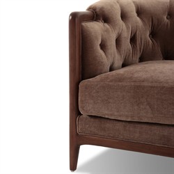 Khloe Updated Traditional Brown Velvet Tufted Sofa - 91"|