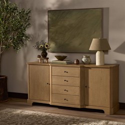 Gladys Updated Traditional Light Wash Oak Media Cabinet - 72"|