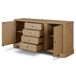 Gladys Updated Traditional Light Wash Oak Media Cabinet - 72"|