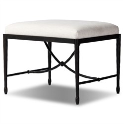 Jane Updated Traditional Cream Crypton Bronze Iron Rectangular Stool|