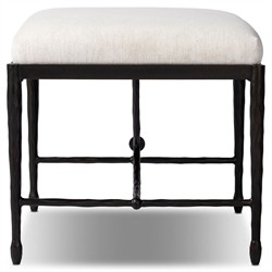 Jane Updated Traditional Cream Crypton Bronze Iron Rectangular Stool|