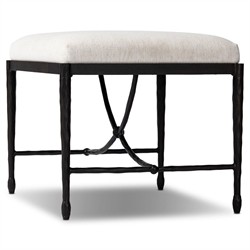 Jane Updated Traditional Cream Crypton Bronze Iron Rectangular Stool|