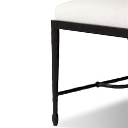 Jane Updated Traditional Cream Crypton Bronze Iron Rectangular Stool|