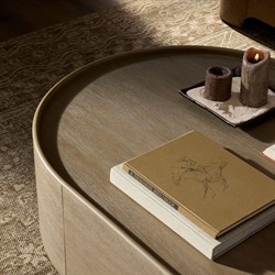 Kafta Rustic Lodge Natural Oak Oval Coffee Table|