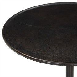 Lupe Industrial Dark Brown Aluminum Matchstick Round Side Table|