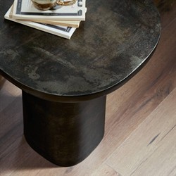 Lincoln Modern Classic Distressed Bronze Round End Table|