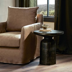 Lincoln Modern Classic Distressed Bronze Round End Table|