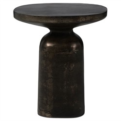 Lincoln Modern Classic Distressed Bronze Round End Table|