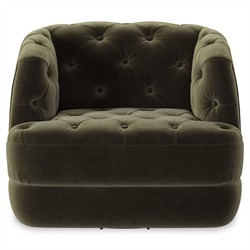 Paul Modern Classic Olive Green Velvet Performance Tufted Swivel Chair|
