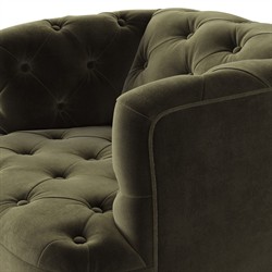 Paul Modern Classic Olive Green Velvet Performance Tufted Swivel Chair|