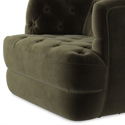 Paul Modern Classic Olive Green Velvet Performance Tufted Swivel Chair|