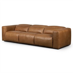 Radley Modern Classic Brown Leather 3 Piece Reclining Sectional - 121"|