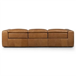 Radley Modern Classic Brown Leather 3 Piece Reclining Sectional - 121"|