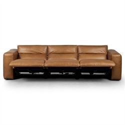 Radley Modern Classic Brown Leather 3 Piece Reclining Sectional - 121"|
