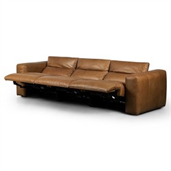 Radley Modern Classic Brown Leather 3 Piece Reclining Sectional - 121"|