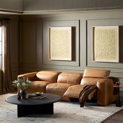 Radley Modern Classic Brown Leather 3 Piece Reclining Sectional - 121"|