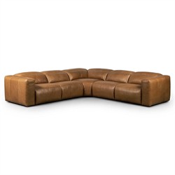 Radley Modern Classic Brown Leather Corner Reclining Sectional - 126"|