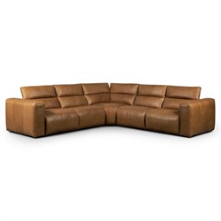 Radley Modern Classic Brown Leather Corner Reclining Sectional - 126"|