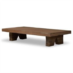 Reid Rustic Lodge Worn Brown Acacia Wood Rectangular Coffee Table|