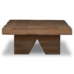 Reid Rustic Lodge Worn Brown Acacia Wood Rectangular Coffee Table|