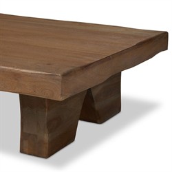 Reid Rustic Lodge Worn Brown Acacia Wood Rectangular Coffee Table|