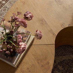 Rue Modern Classic Brown Burl Round Coffee Table|