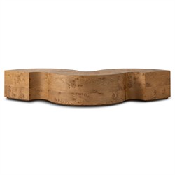 Rue Modern Classic Brown Burl Round Coffee Table|