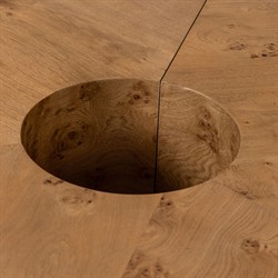 Rue Modern Classic Brown Burl Round Coffee Table|