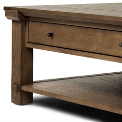 Gavin Rustic Lodge Brown Oak Rectangular Storage Coffee Table|