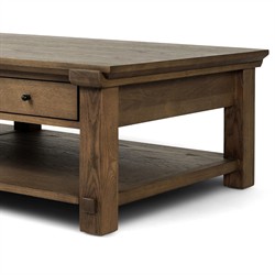Gavin Rustic Lodge Brown Oak Rectangular Storage Coffee Table|