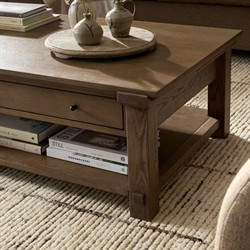 Gavin Rustic Lodge Brown Oak Rectangular Storage Coffee Table|